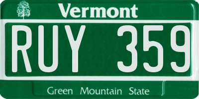 VT license plate RUY359