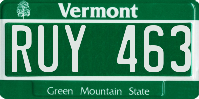 VT license plate RUY463