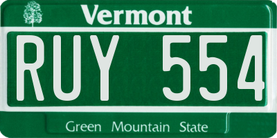 VT license plate RUY554