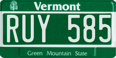VT license plate RUY585