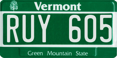 VT license plate RUY605
