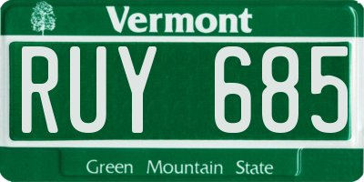 VT license plate RUY685