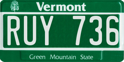 VT license plate RUY736