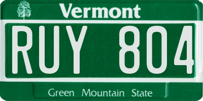 VT license plate RUY804