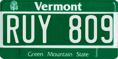 VT license plate RUY809