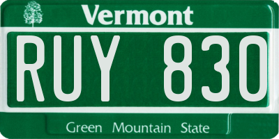 VT license plate RUY830
