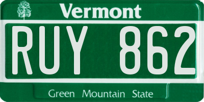 VT license plate RUY862