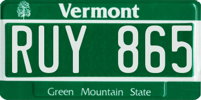 VT license plate RUY865