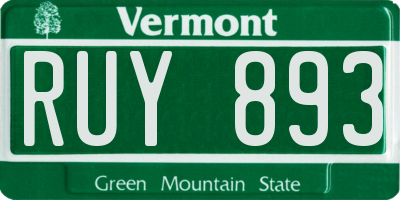 VT license plate RUY893