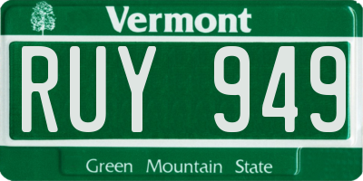 VT license plate RUY949