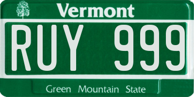 VT license plate RUY999
