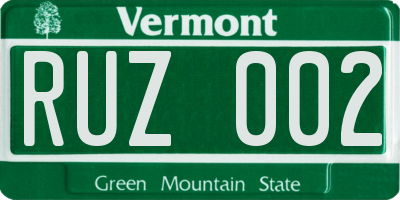 VT license plate RUZ002