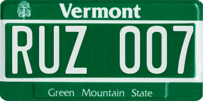 VT license plate RUZ007