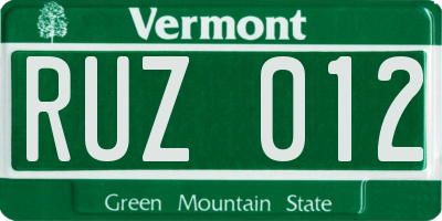 VT license plate RUZ012