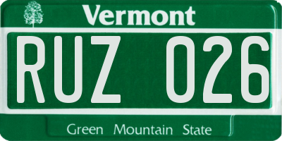 VT license plate RUZ026