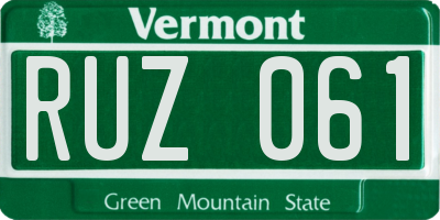 VT license plate RUZ061