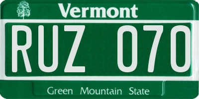VT license plate RUZ070