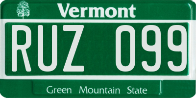 VT license plate RUZ099