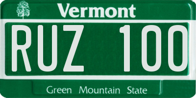 VT license plate RUZ100