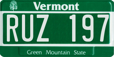 VT license plate RUZ197