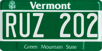 VT license plate RUZ202