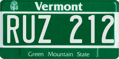 VT license plate RUZ212