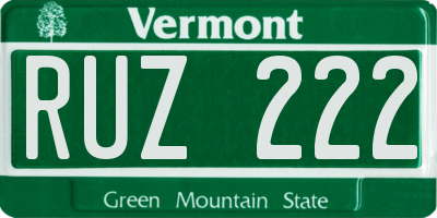 VT license plate RUZ222