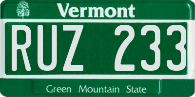 VT license plate RUZ233