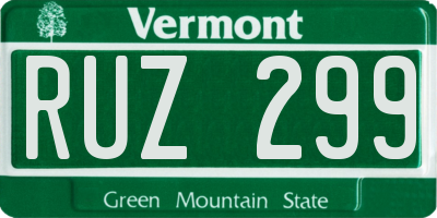 VT license plate RUZ299