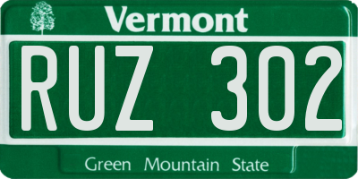 VT license plate RUZ302