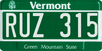 VT license plate RUZ315