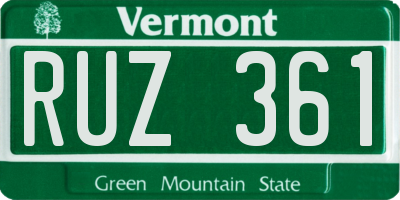 VT license plate RUZ361