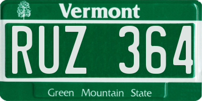 VT license plate RUZ364