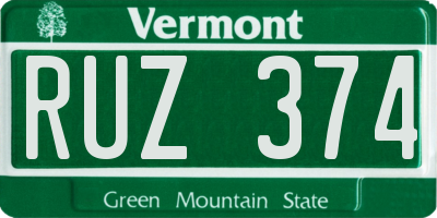 VT license plate RUZ374