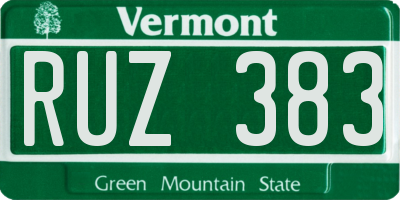 VT license plate RUZ383