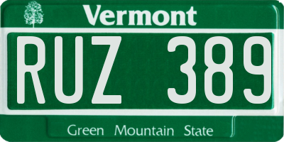 VT license plate RUZ389