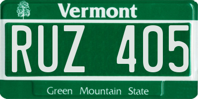 VT license plate RUZ405