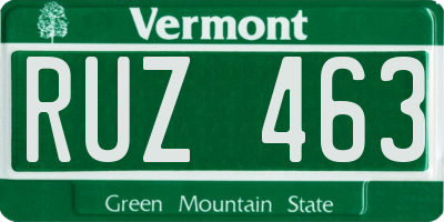 VT license plate RUZ463