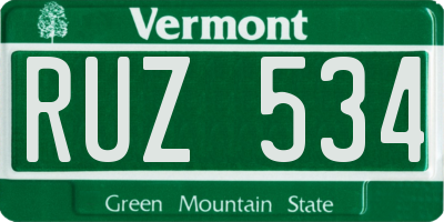 VT license plate RUZ534