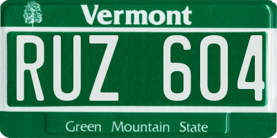 VT license plate RUZ604