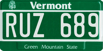 VT license plate RUZ689