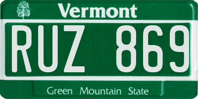 VT license plate RUZ869
