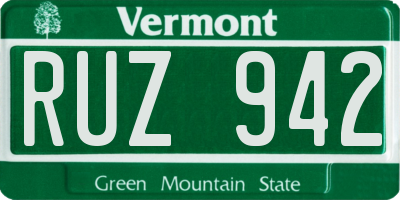 VT license plate RUZ942