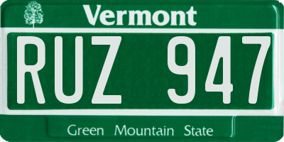 VT license plate RUZ947