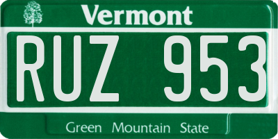 VT license plate RUZ953