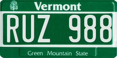 VT license plate RUZ988