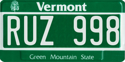VT license plate RUZ998