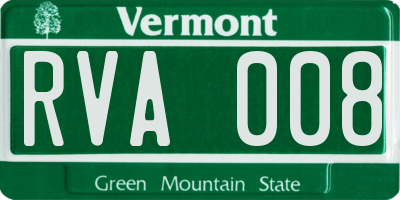 VT license plate RVA008