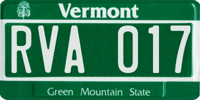 VT license plate RVA017