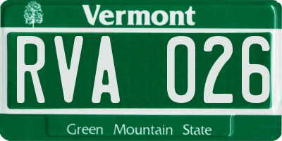 VT license plate RVA026